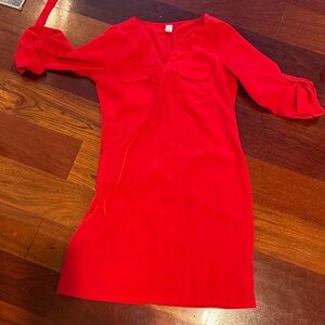 Vibrant Red Long Sleeve Dress
